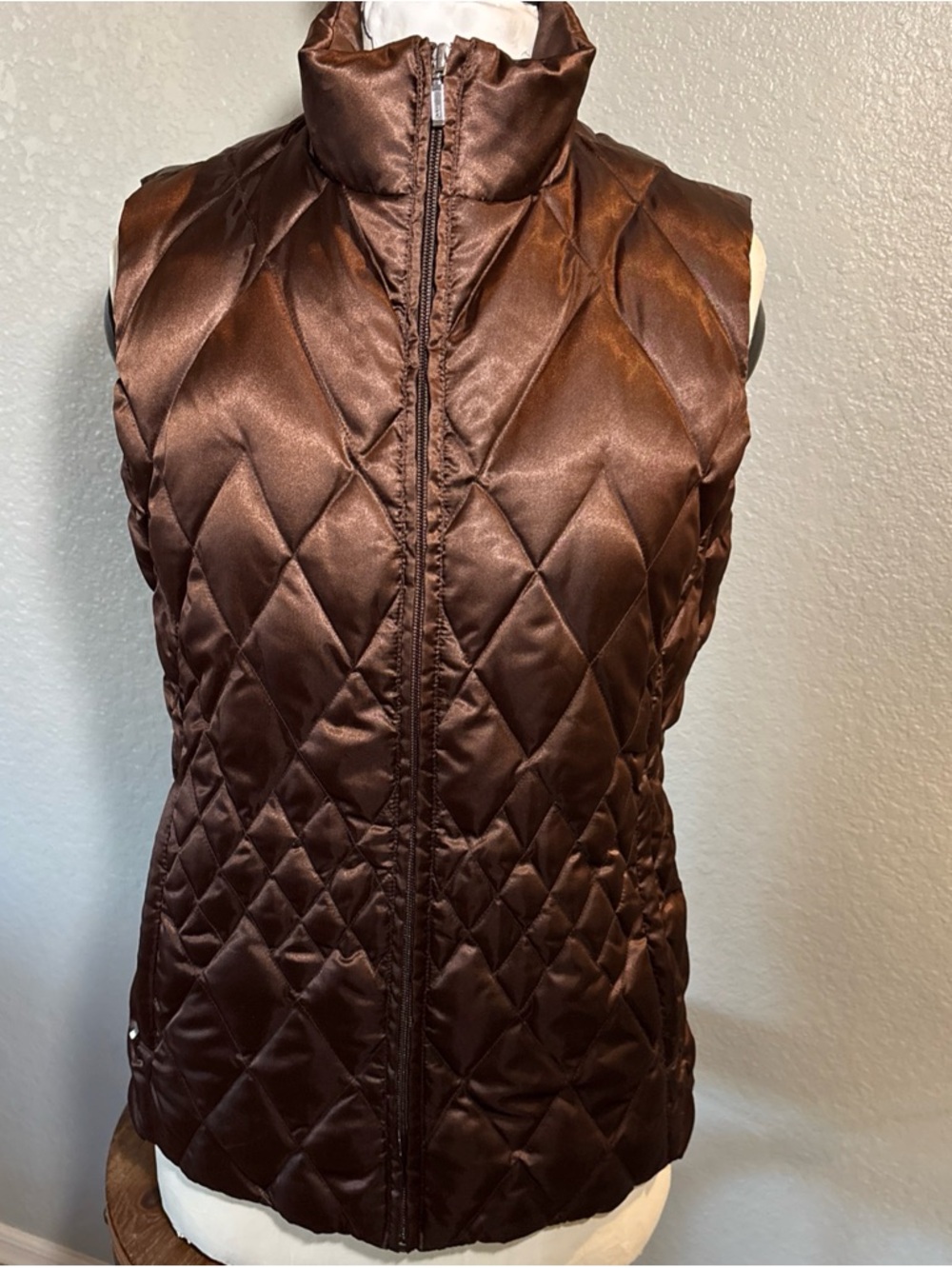 Lands' End Women's Quilted Chocolate Brown Vest